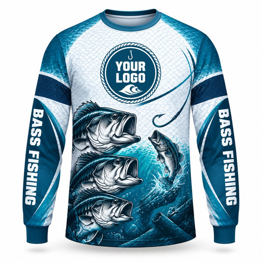 FG016 - Custom Fishing Guide Shirt - Big Fin Teal - front