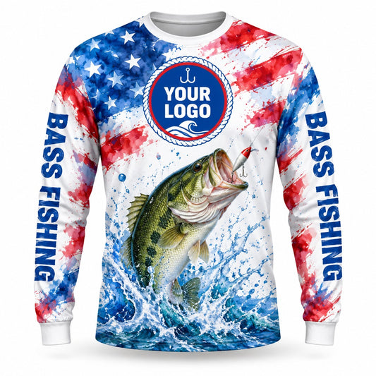 FG018 - Custom Fishing Guide Shirt - Watercolor Flag - front