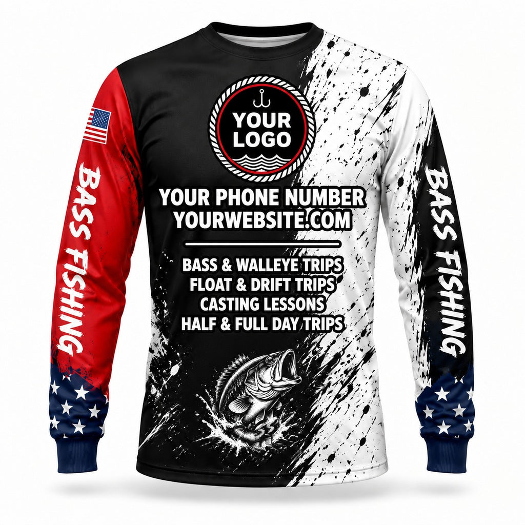 FG020 - Custom Fishing Guide Shirt - Paint Scratch Flag - back