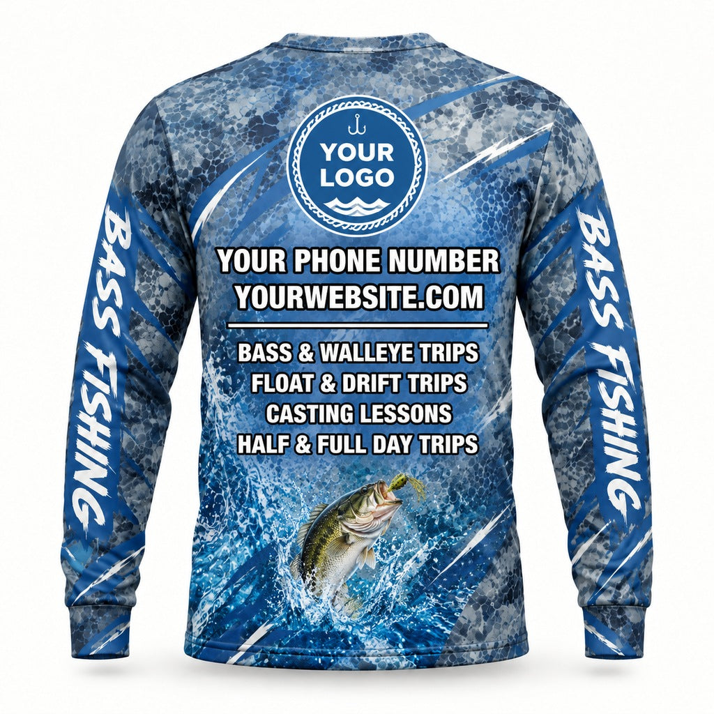 FG021 - Custom Fishing Guide Shirt - Steel Blue Skin - back