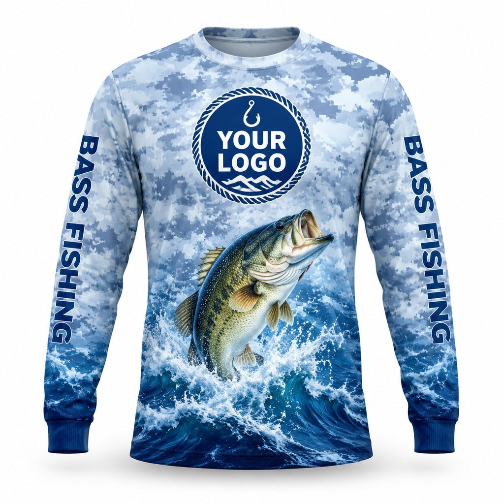 FG022 - Custom Fishing Guide Shirt - Flag Seawave - front