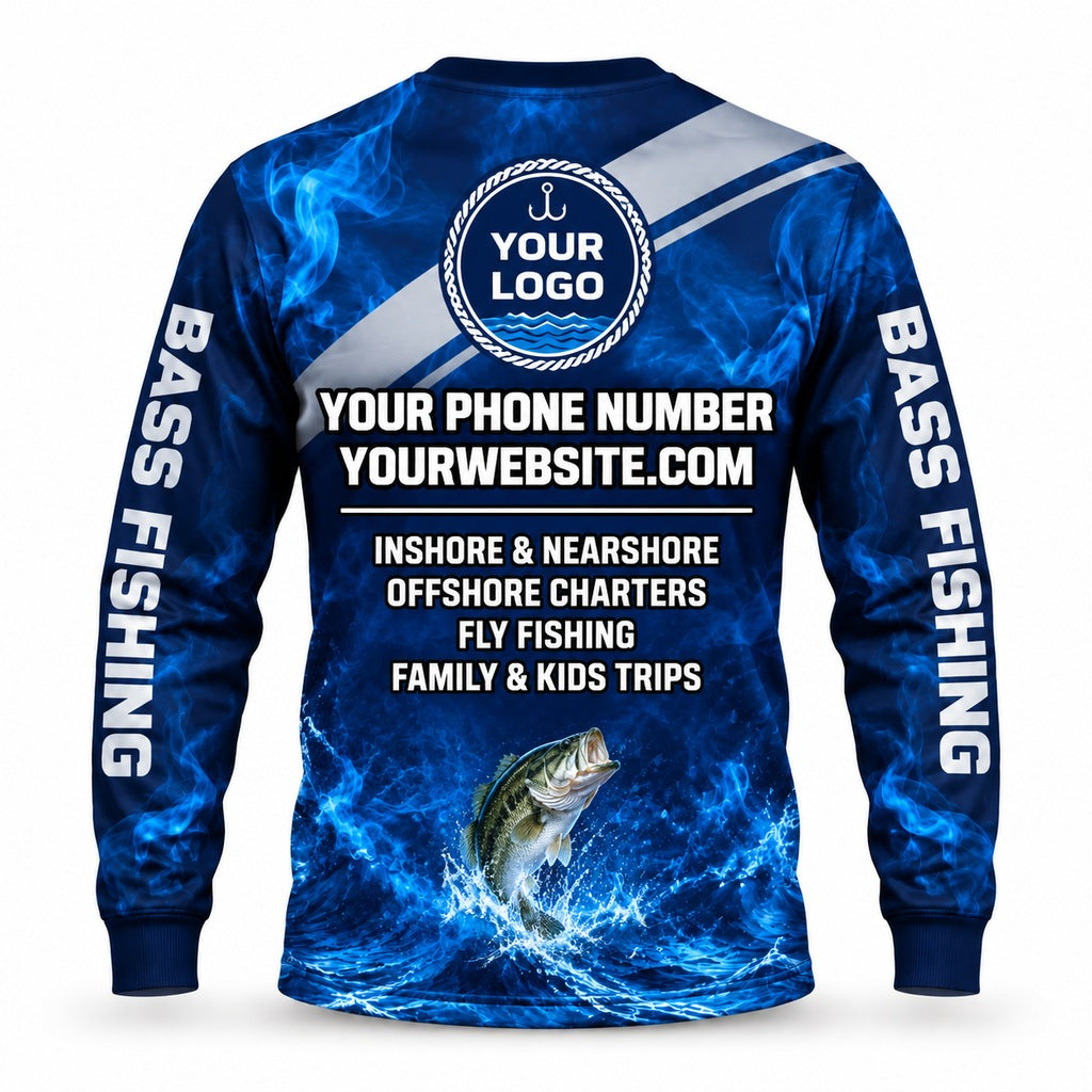 FG029 - Custom Fishing Guide Shirt - Ocean Wave Power - back