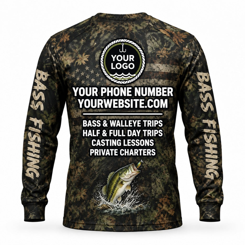 FG030 - Custom Fishing Guide Shirt - Woodland Flag - back