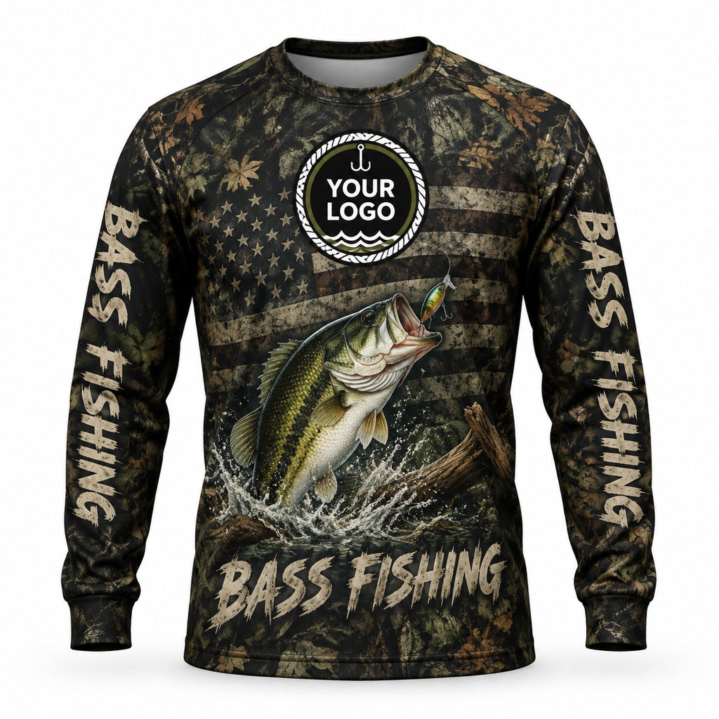 FG030 - Custom Fishing Guide Shirt - Woodland Flag - front