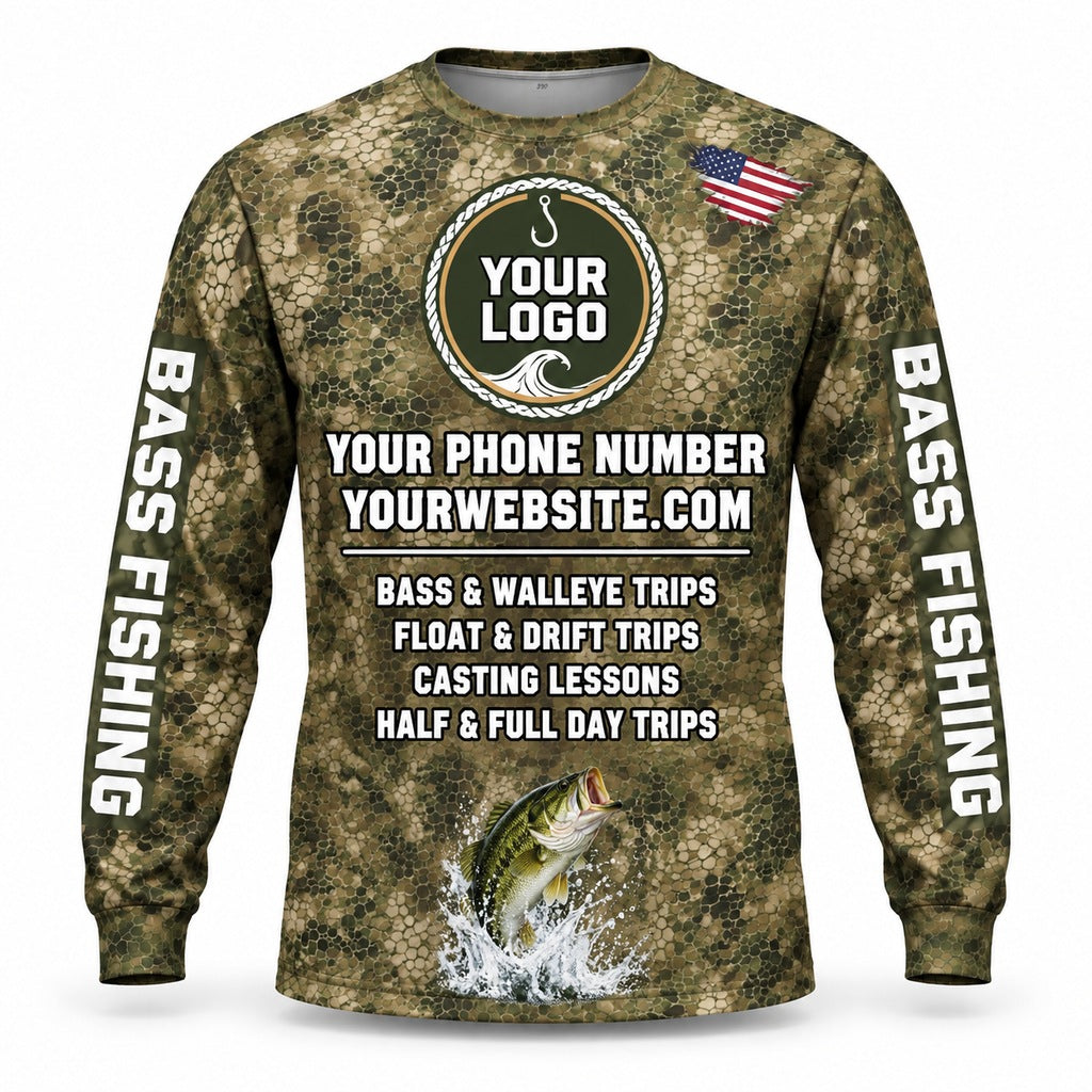 FG031 - Custom Fishing Guide Shirt - Tan Skin Camo - back