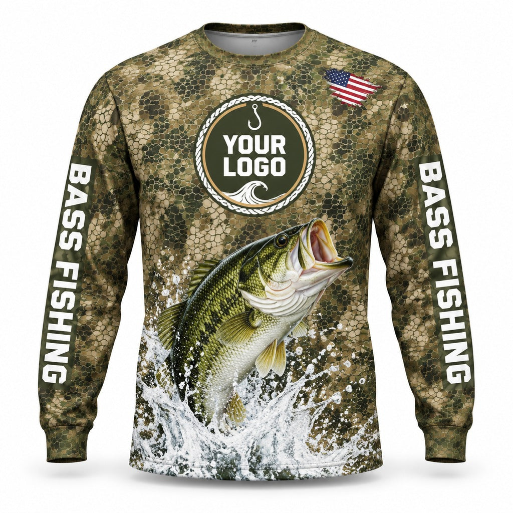 FG031 - Custom Fishing Guide Shirt - Tan Skin Camo - front