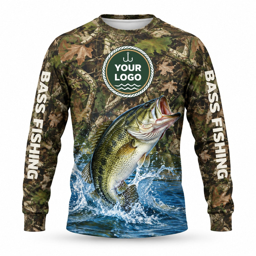 FG032 - Custom Fishing Guide Shirt - Leaf Camo - front