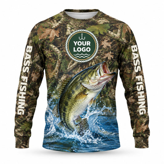 FG032 - Custom Fishing Guide Shirt - Leaf Camo - front