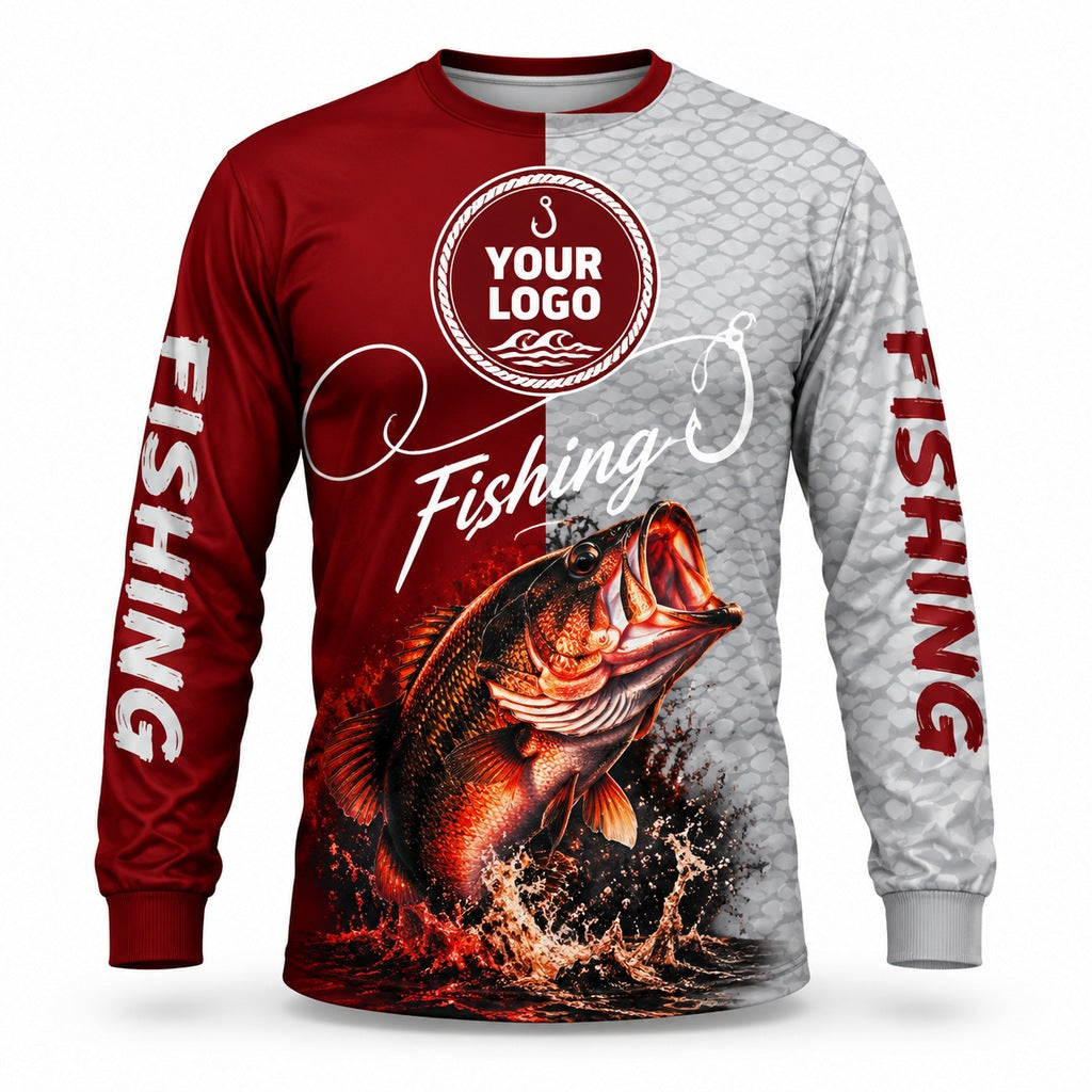 FG034 - Custom Fishing Guide Shirt - Burgundy Script - front