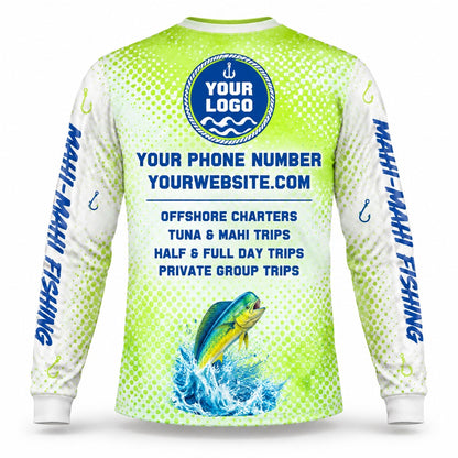 FG036 - Custom Fishing Guide Shirt - Mahi Lime Dots - back