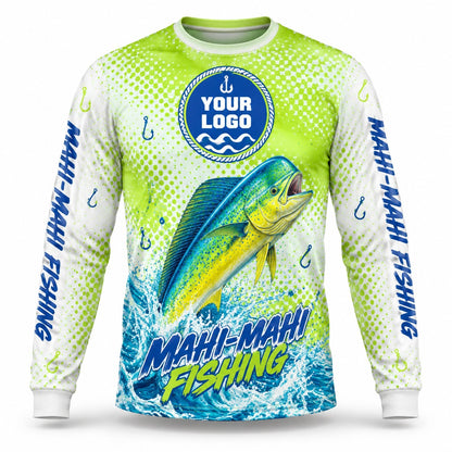 FG036 - Custom Fishing Guide Shirt - Mahi Lime Dots - front