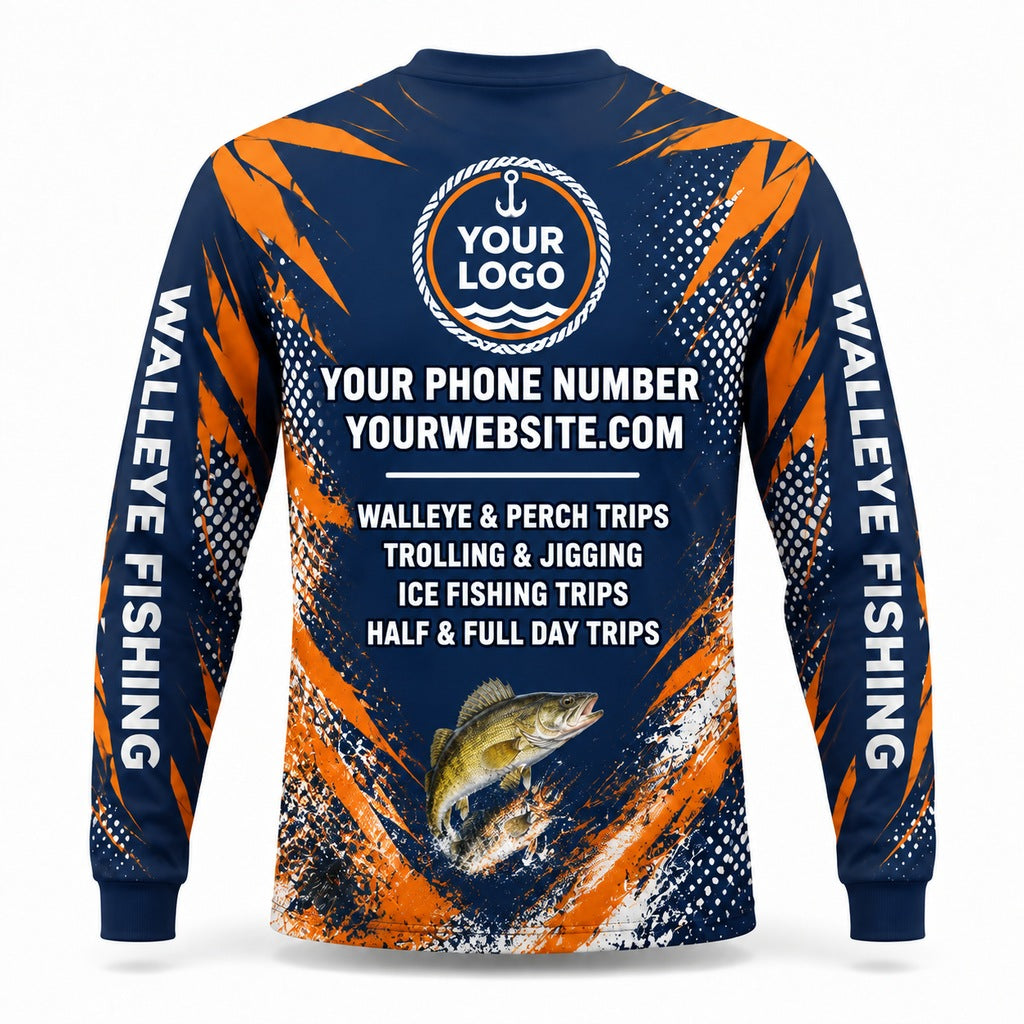 FG038 - Custom Fishing Guide Shirt - Walleye Ocean Hunter - back