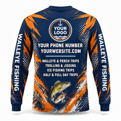FG038 - Custom Fishing Guide Shirt - Walleye Ocean Hunter - back