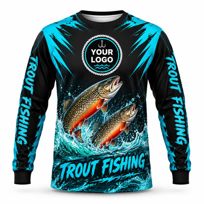 FG039 - Custom Fishing Guide Shirt - Trout Turquoise - front