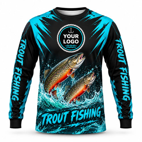 FG039 - Custom Fishing Guide Shirt - Trout Turquoise - front