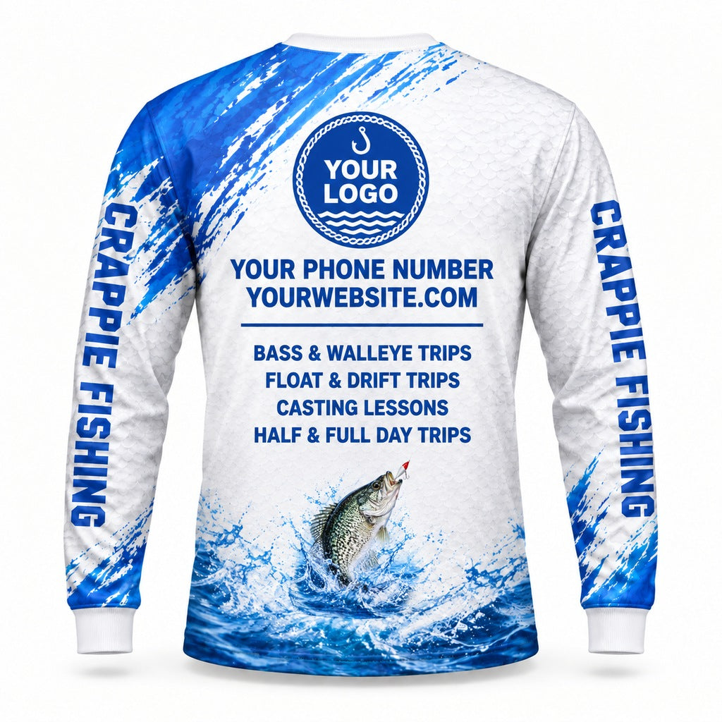 FG040 - Custom Fishing Guide Shirt - Crappie White Fin - back
