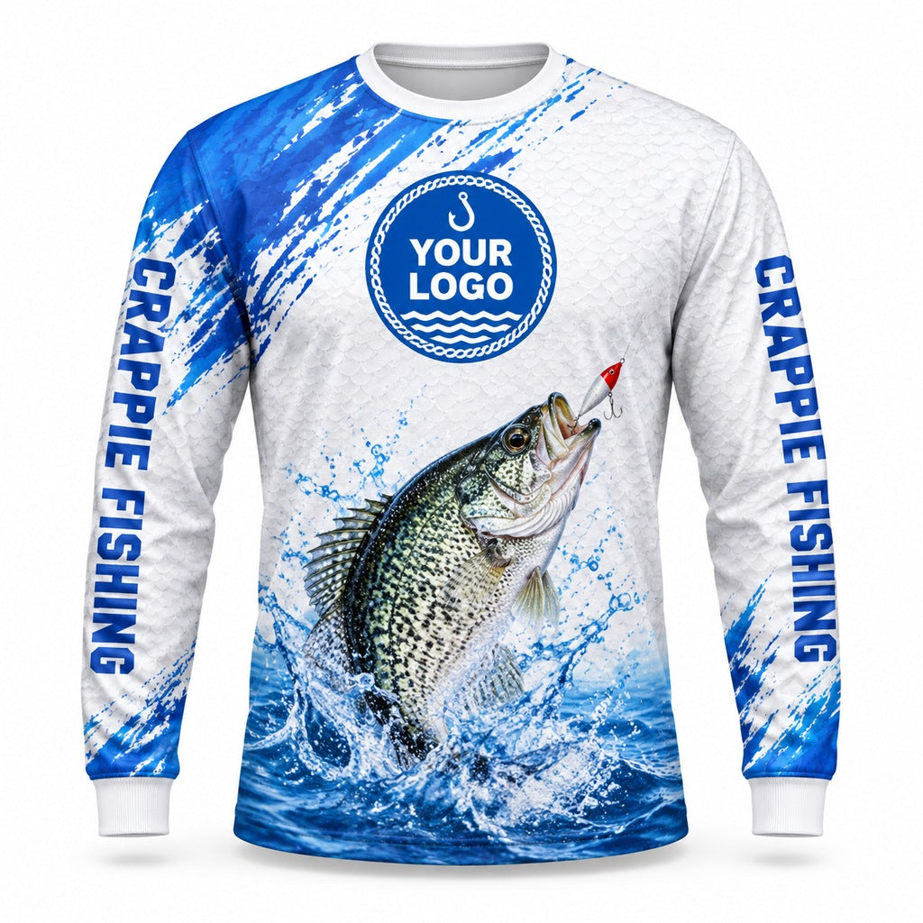 FG040 - Custom Fishing Guide Shirt - Crappie White Fin - front