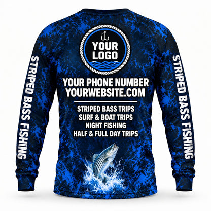 FG041 - Custom Fishing Guide Shirt - Striped Bass Grunge - back