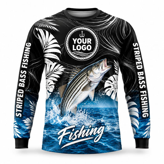 FG043 - Custom Fishing Guide Shirt - Striper Tropical - front