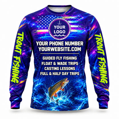 FG047 - Custom Fishing Guide Shirt - Neon Trout - back