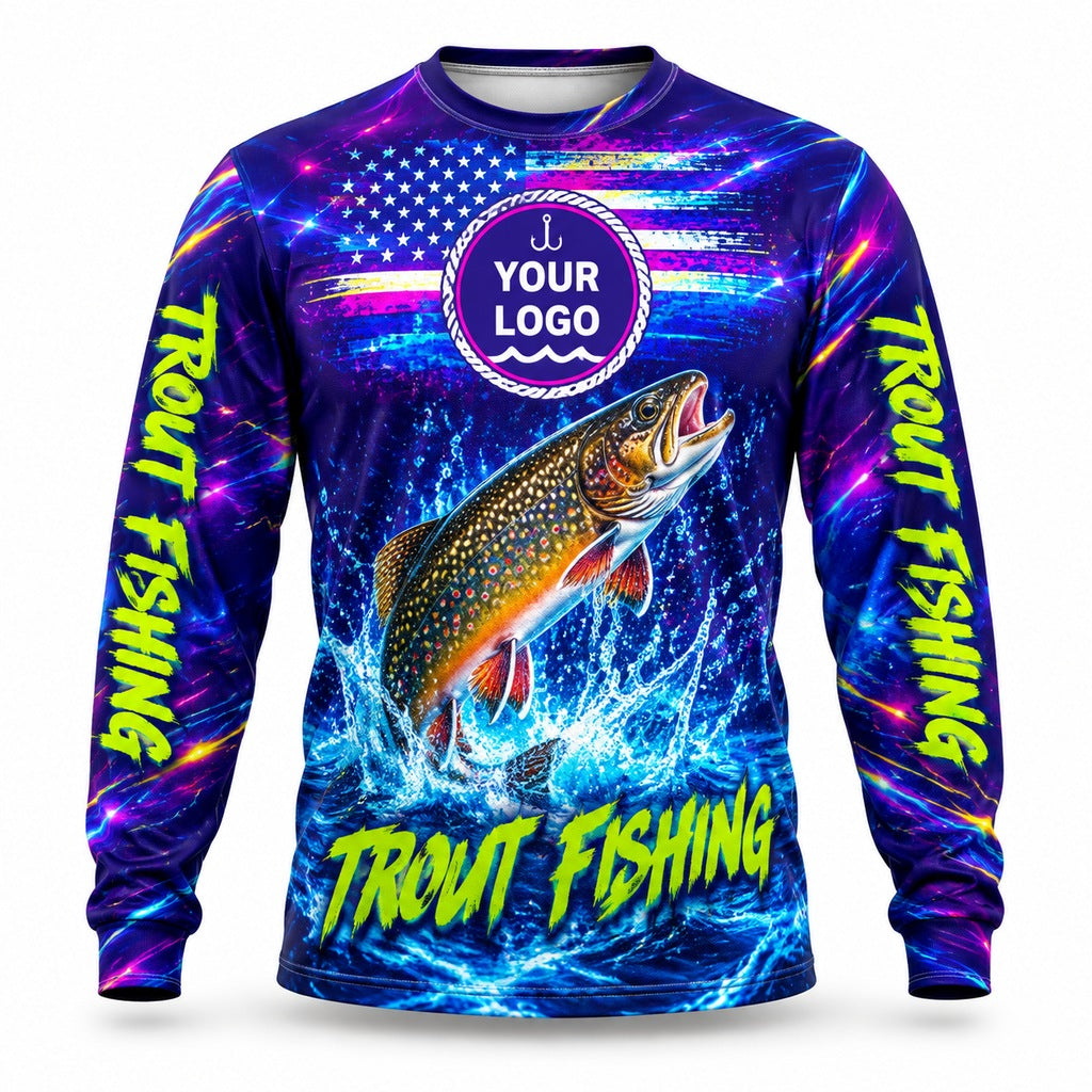 FG047 - Custom Fishing Guide Shirt - Neon Trout - front