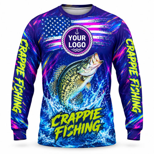 FG048 - Custom Fishing Guide Shirt - Neon Crappie - front