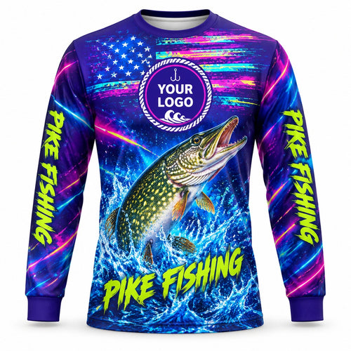 FG050 - Custom Fishing Guide Shirt - Neon Pike - front