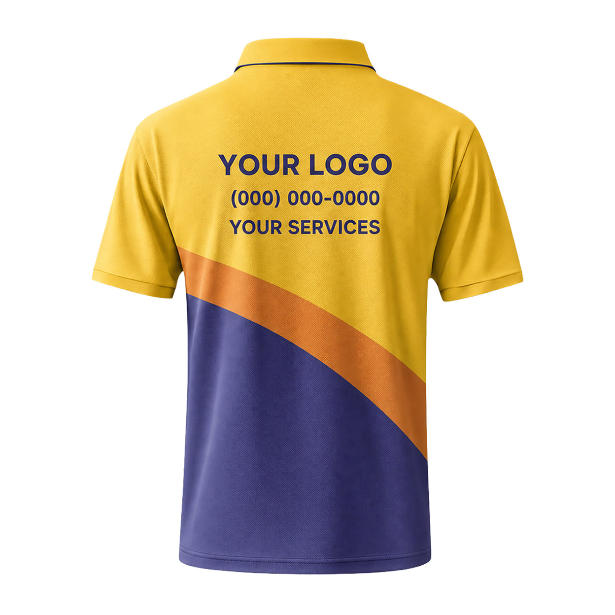 Yellow Navy Diagonal custom polo shirt FS02 - back