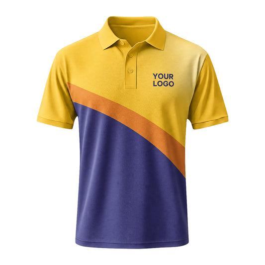 Yellow Navy Diagonal custom polo shirt FS02 - front