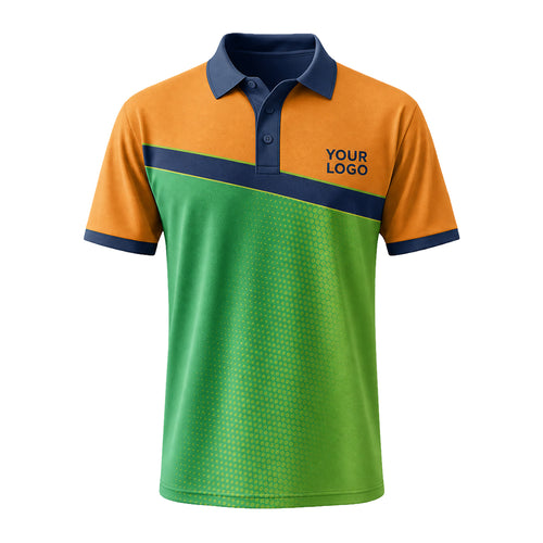 Orange Green Halftone custom polo shirt FS03 - front
