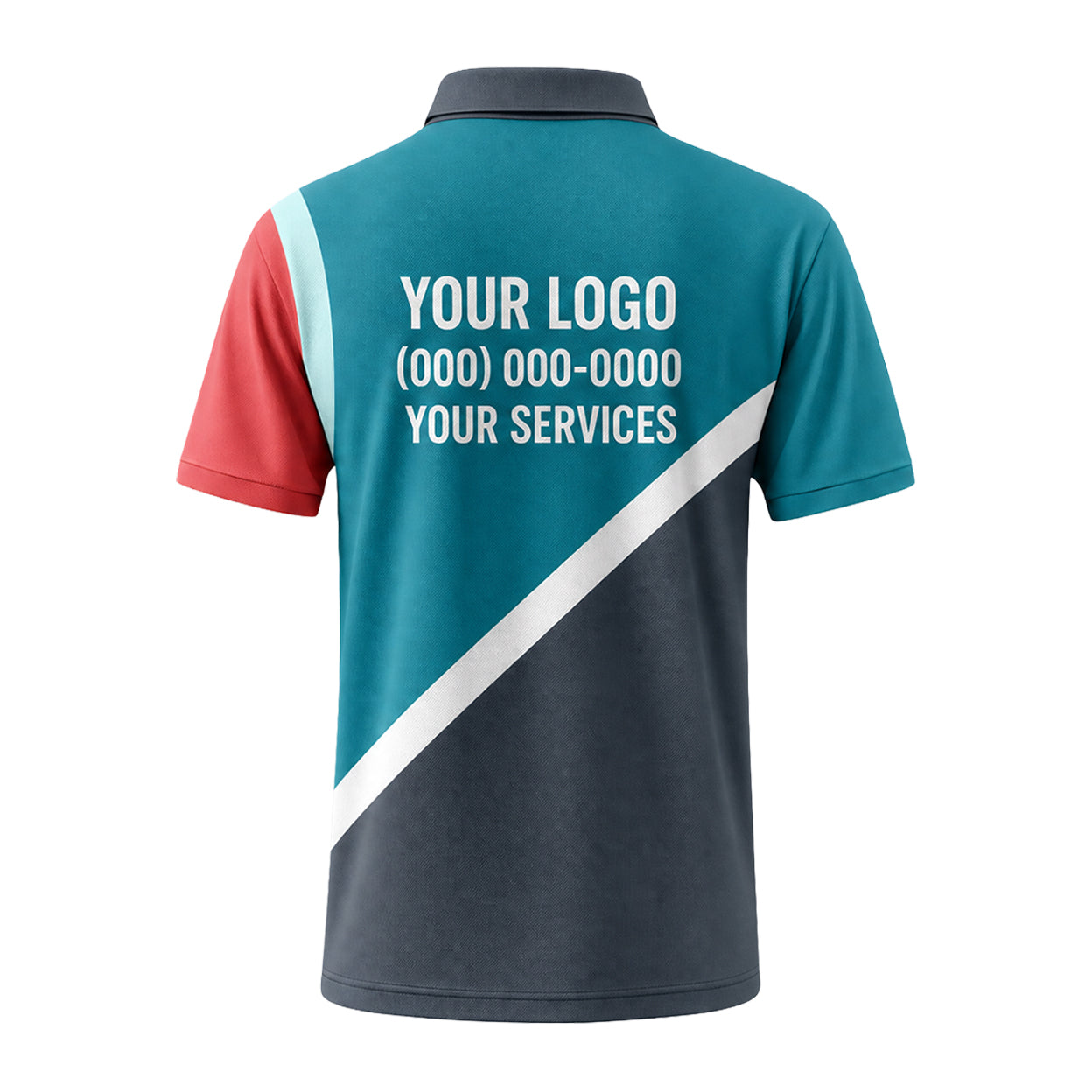 Teal Charcoal Diagonal custom polo shirt FS04 - back
