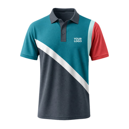 Teal Charcoal Diagonal custom polo shirt FS04 - front