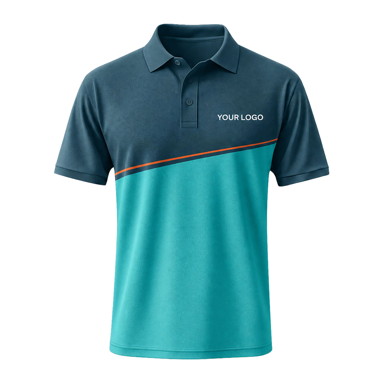 Navy Teal Colorblock custom polo shirt FS05 - front