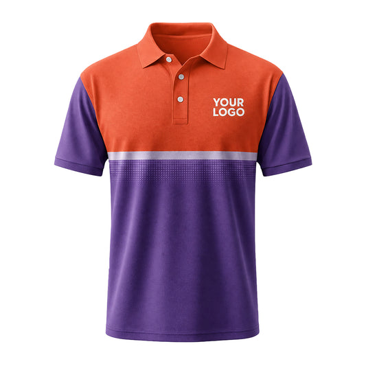 Orange Purple Colorblock custom polo shirt FS07 - front