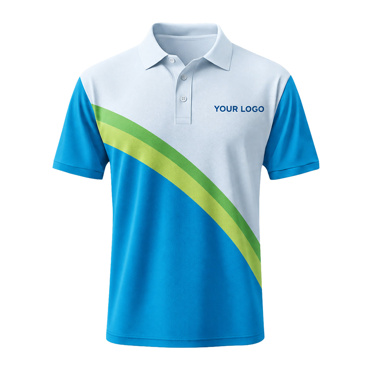 White Blue Swoosh custom polo shirt FS08 - front