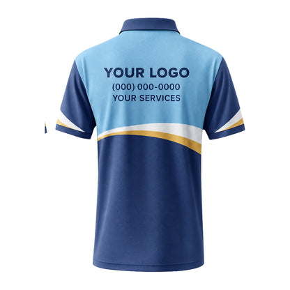 Sky Navy Curve custom polo shirt FS09 - back