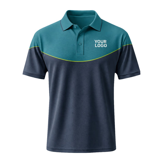 Teal Navy Wave custom polo shirt FS10 - front