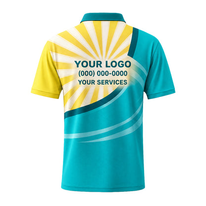 Turquoise Yellow Diagonal custom polo shirt FS11 - back