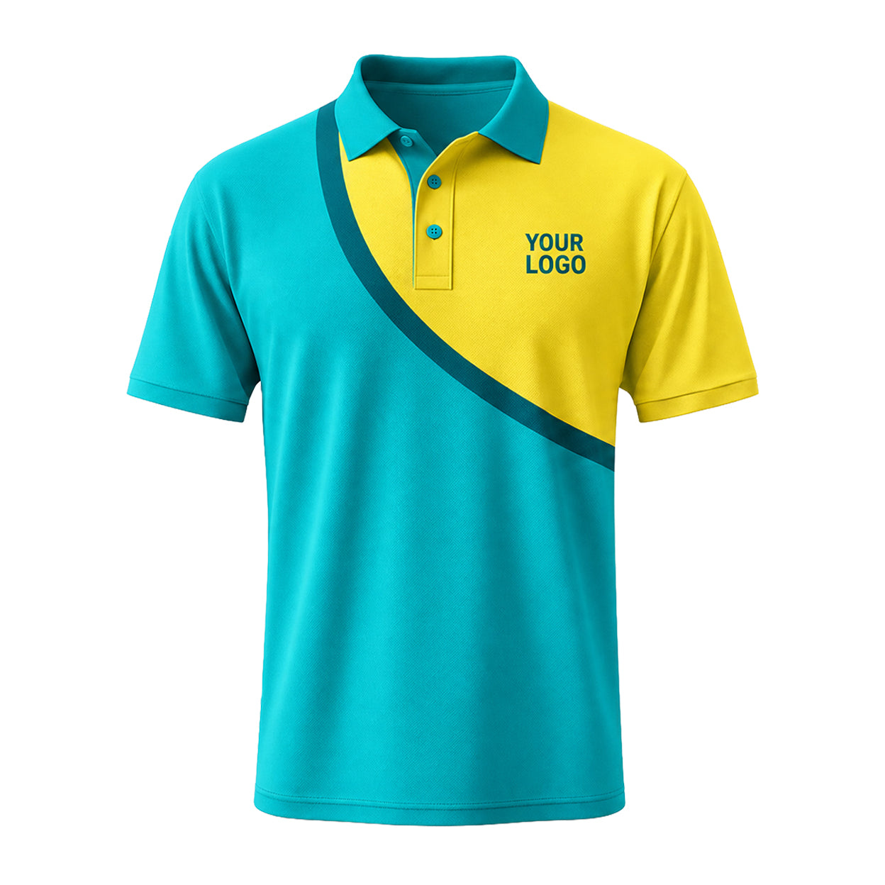 Turquoise Yellow Diagonal custom polo shirt FS11 - front