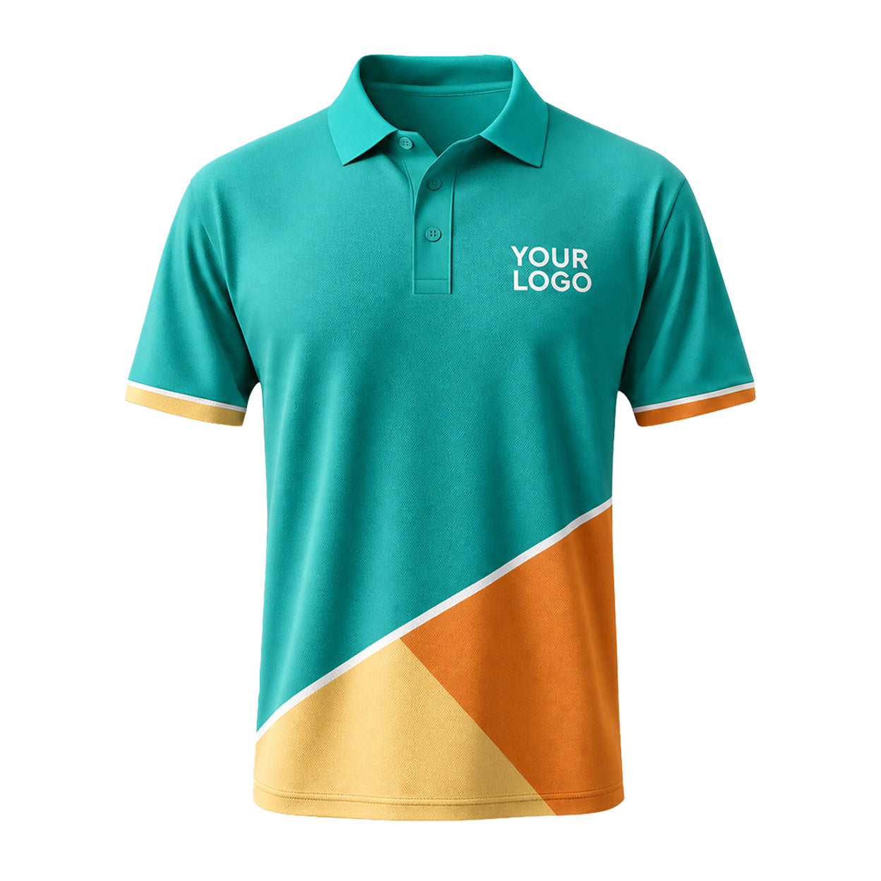 Teal Orange Geometric custom polo shirt FS12 - front