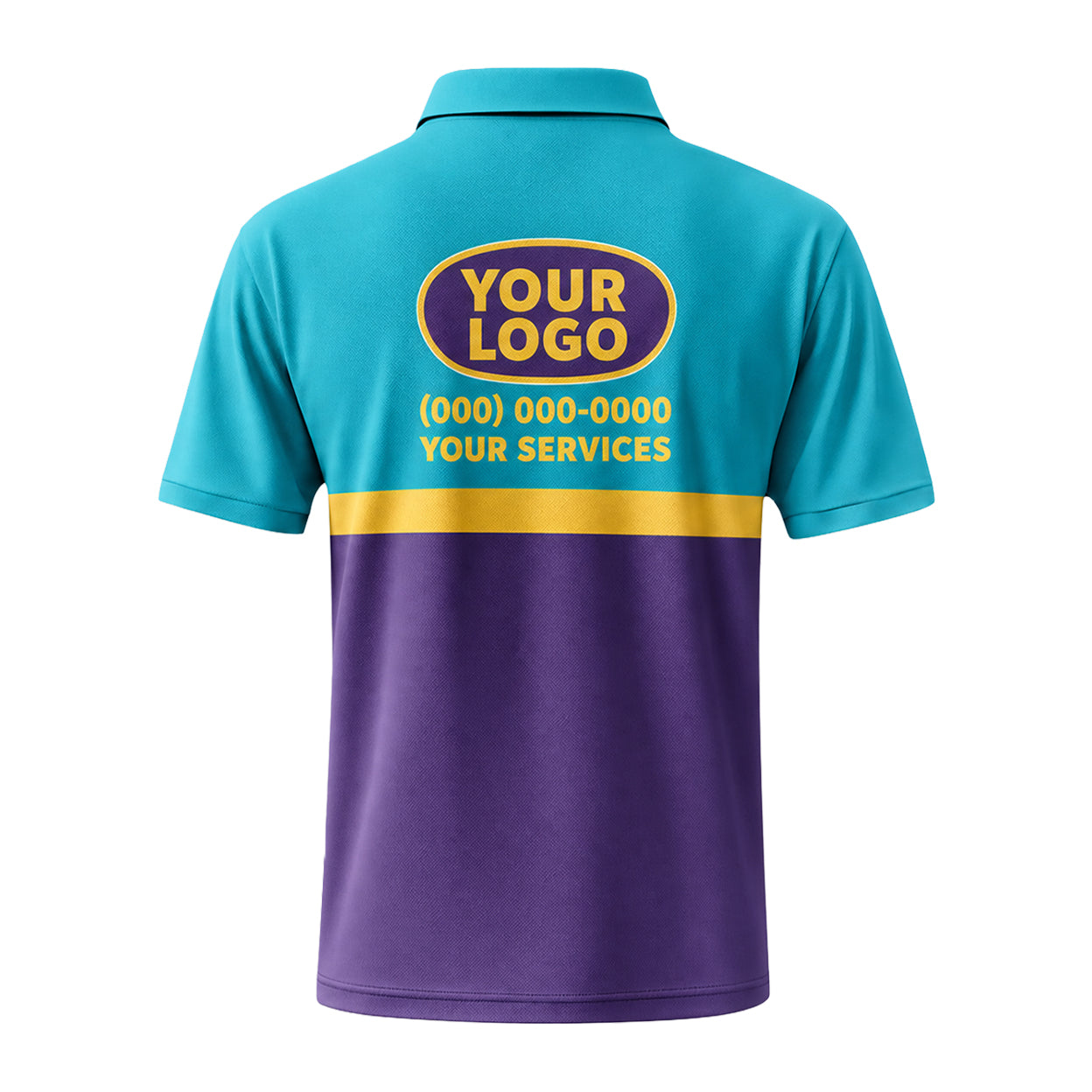 Aqua Purple Colorblock custom polo shirt FS15 - back