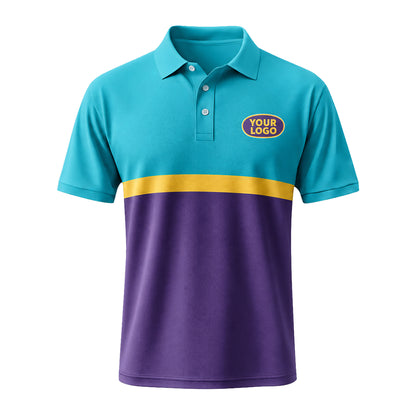Aqua Purple Colorblock custom polo shirt FS15 - front
