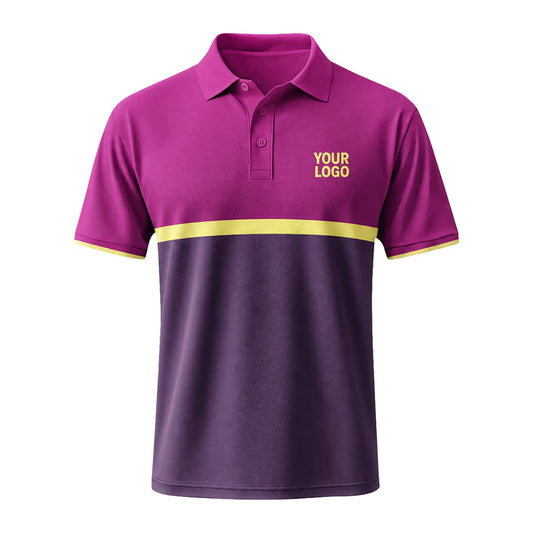 Magenta Plum Colorblock custom polo shirt FS16 - front
