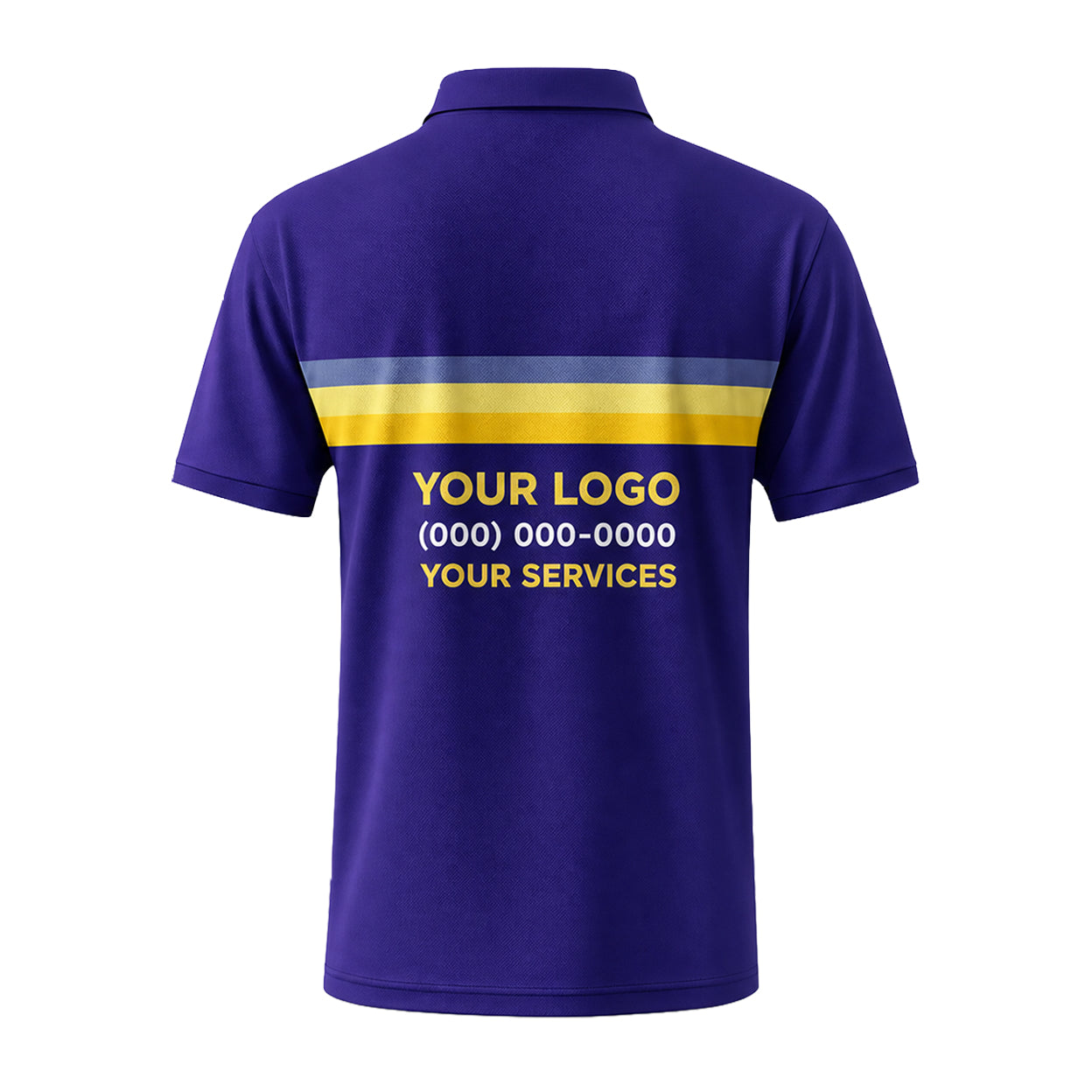 Purple Gold Chest Stripe custom polo shirt FS17 - back