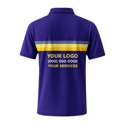 Purple Gold Chest Stripe custom polo shirt FS17 - back