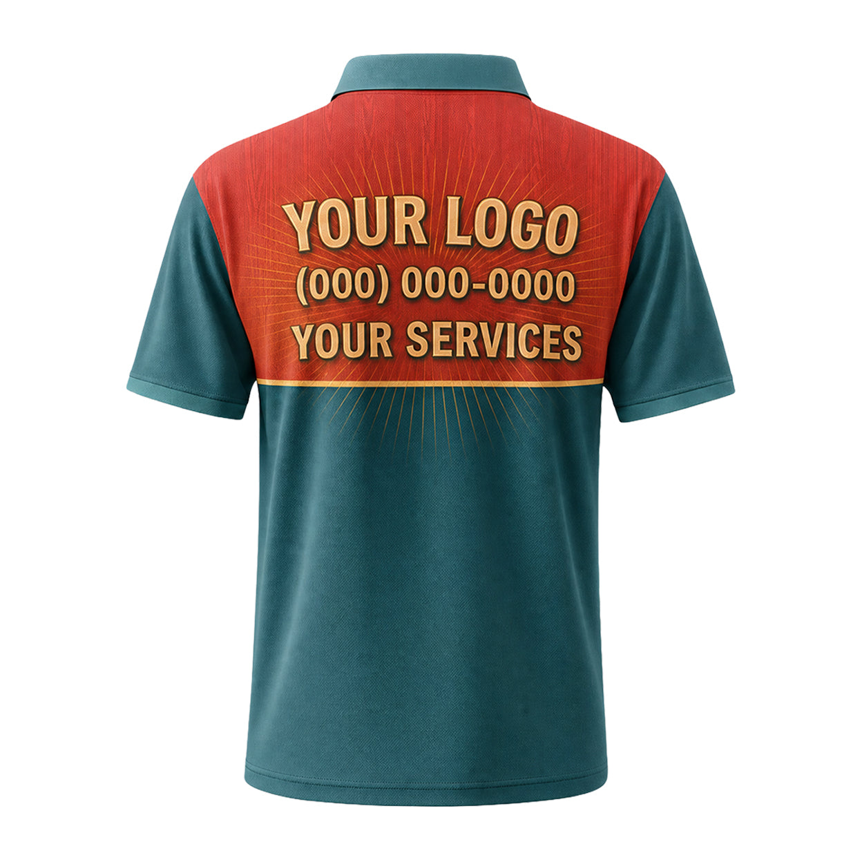 Teal Red Colorblock custom polo shirt FS19 - back