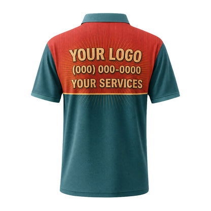 Teal Red Colorblock custom polo shirt FS19 - back