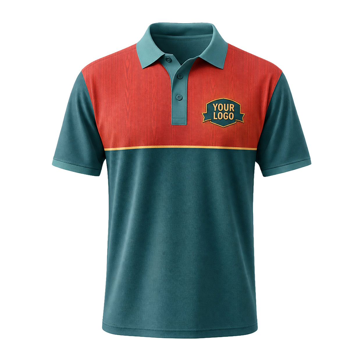 Teal Red Colorblock custom polo shirt FS19 - front
