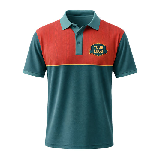 Teal Red Colorblock custom polo shirt FS19 - front
