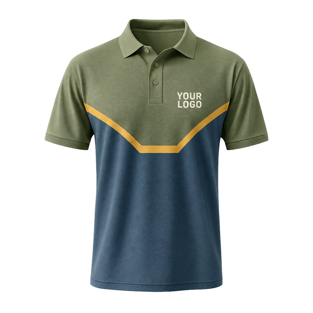 Olive Navy Chevron custom polo shirt FS21 - front